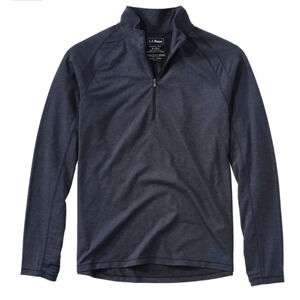 L.L. Bean Heathered Navy Slightly Fitted Quarter Zip Pullover Size Large‎